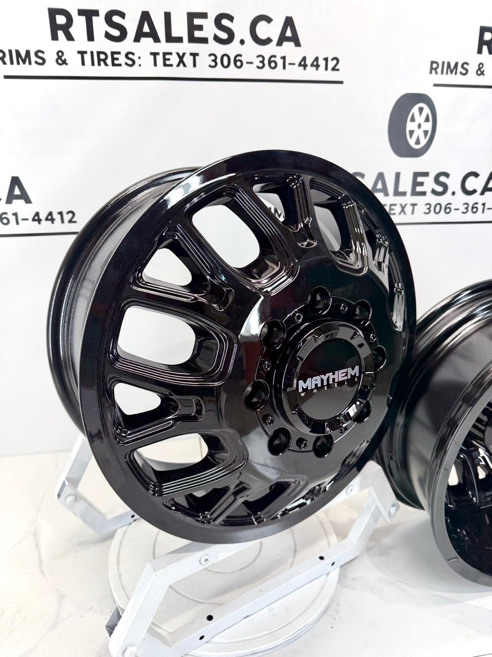 17x6.5 Mayhem Cogent Gloss Black Dually Rims - R&T Sales