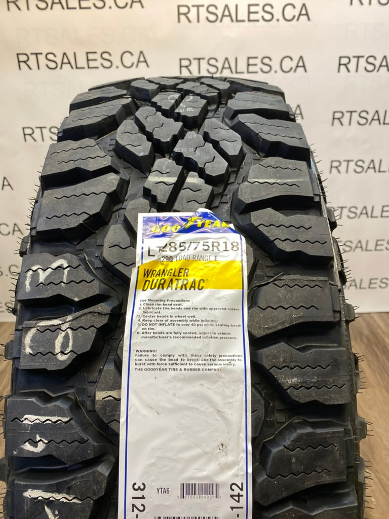 285/75/18 Goodyear Duratrac tires Fuel Rims Ford F250 F350