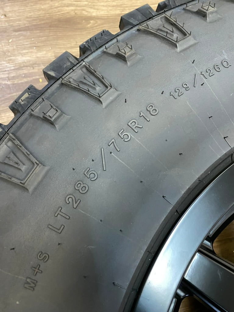 285/75/18 Goodyear Duratrac tires Fuel Rims Ford F250 F350