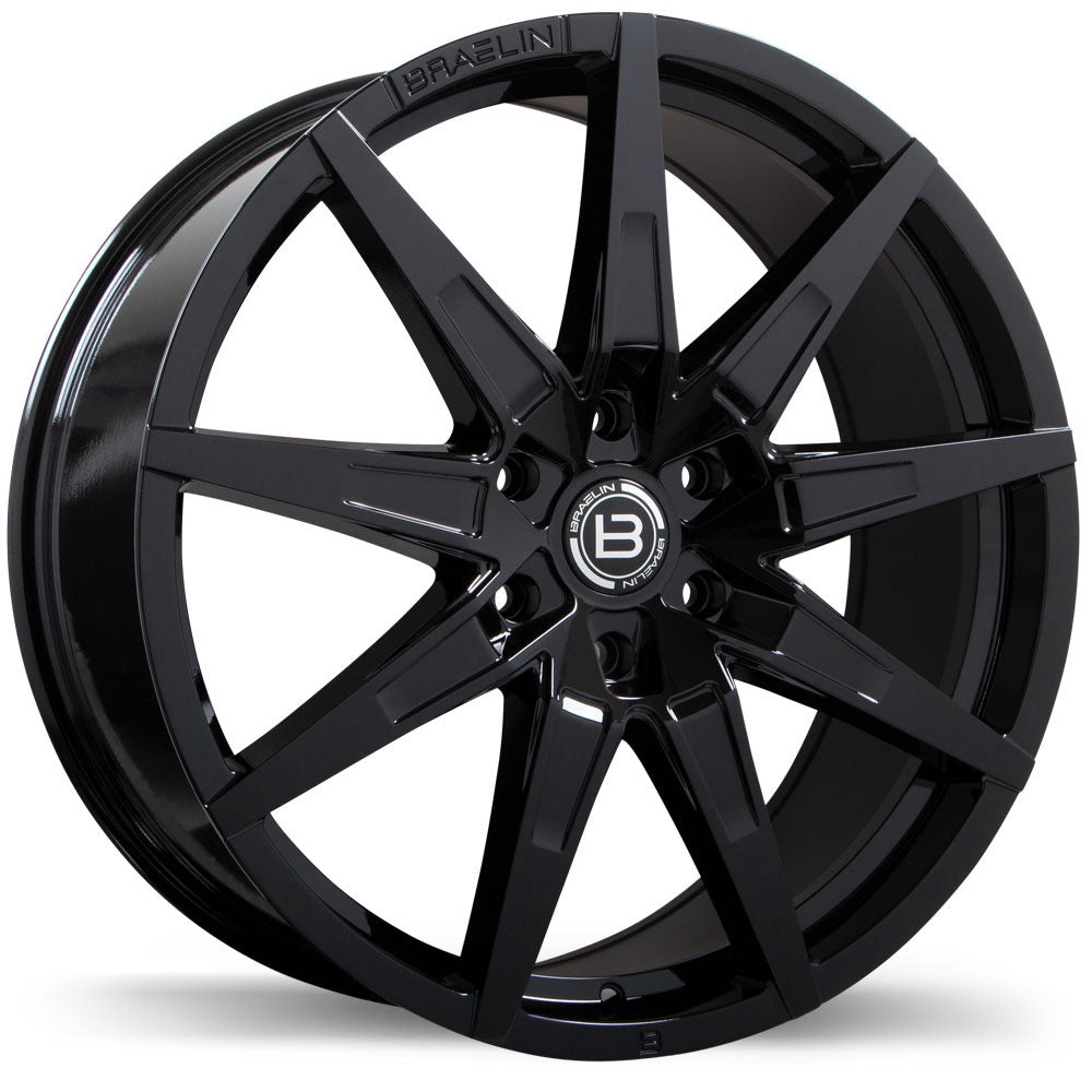 20x8.5 Braelin BR15 Gloss Black Rims 6x139
