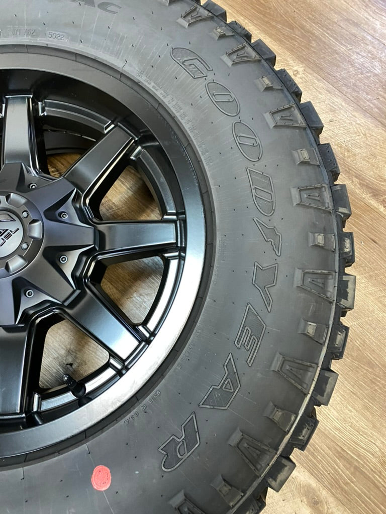 285/75/18 Goodyear Duratrac tires Fuel Rims Ford F250 F350