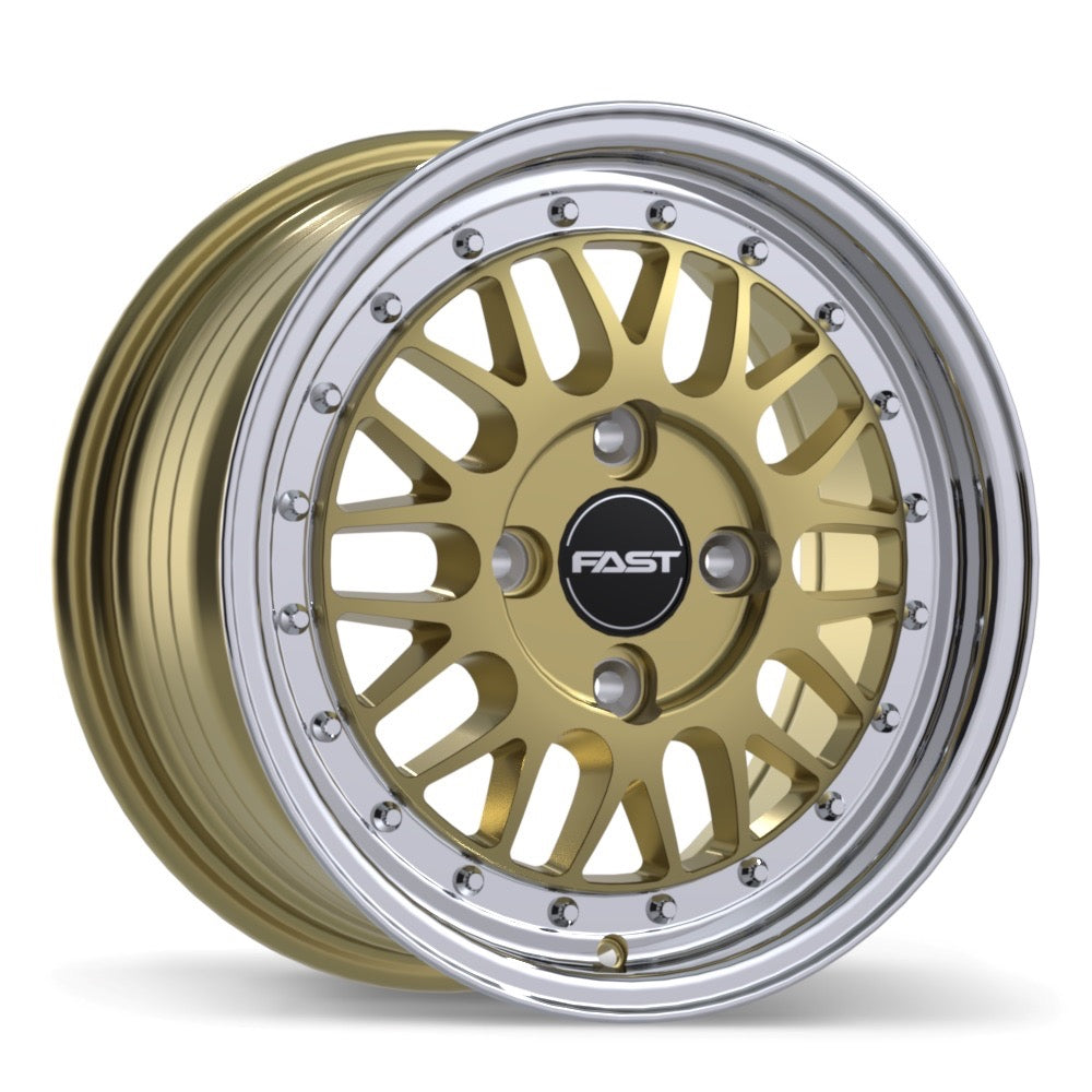 15x7 Fast FR01 Gloss Gold with Machined Lip