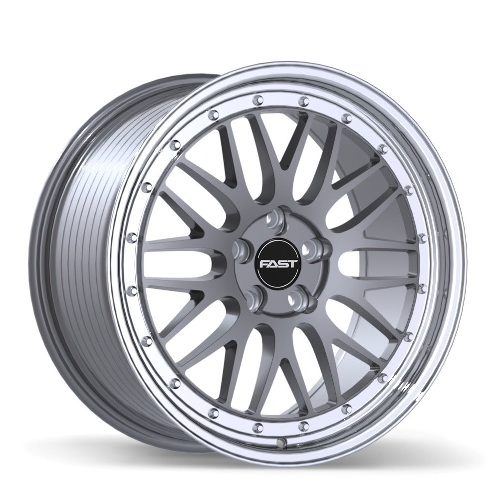 Fast FR01 Gloss Gunmetal with Machined Lip Rims - 17", 18", 19"