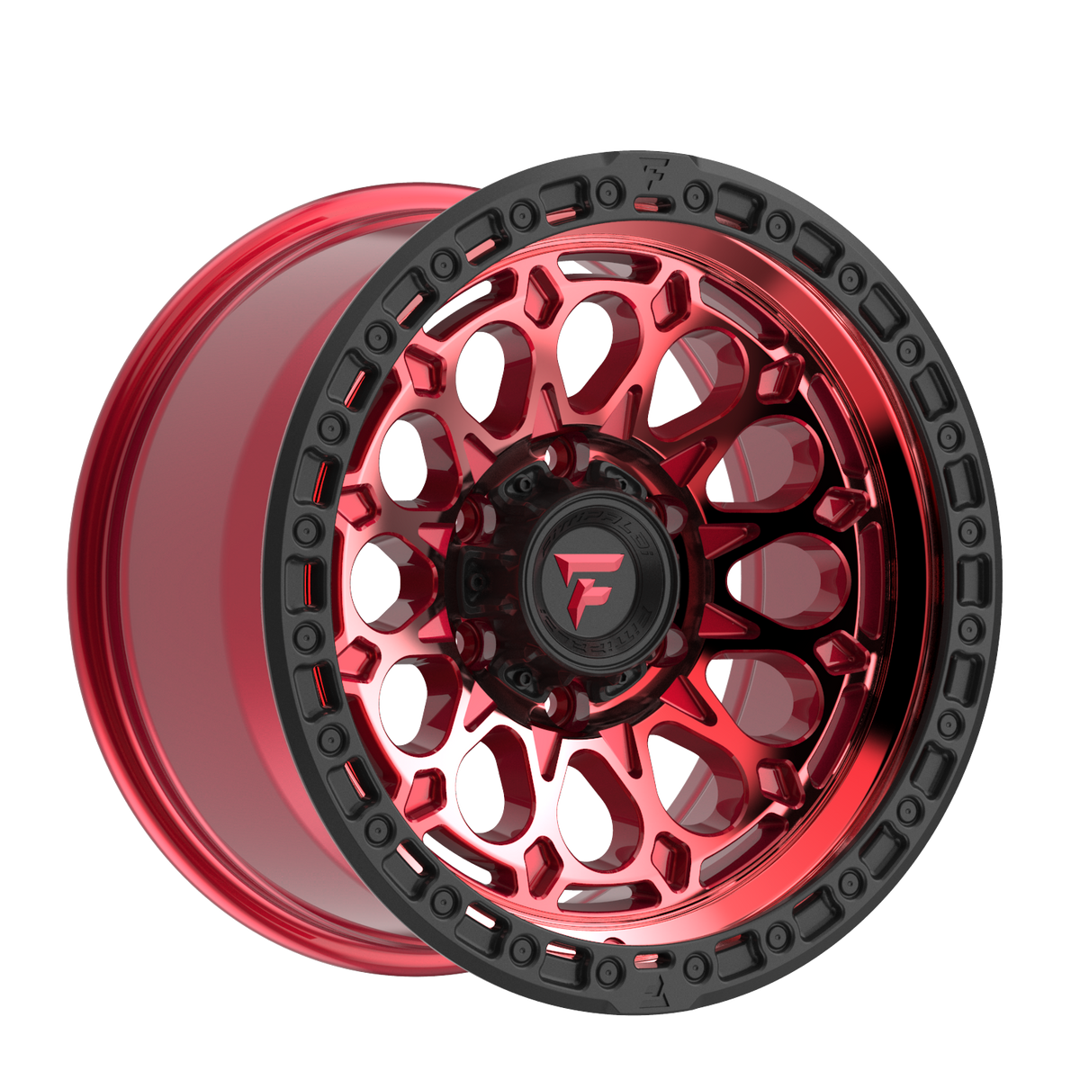Fittipaldi FT101 Machined with Gloss Red Tint & Satin Black Ring Rims – 17", 20"