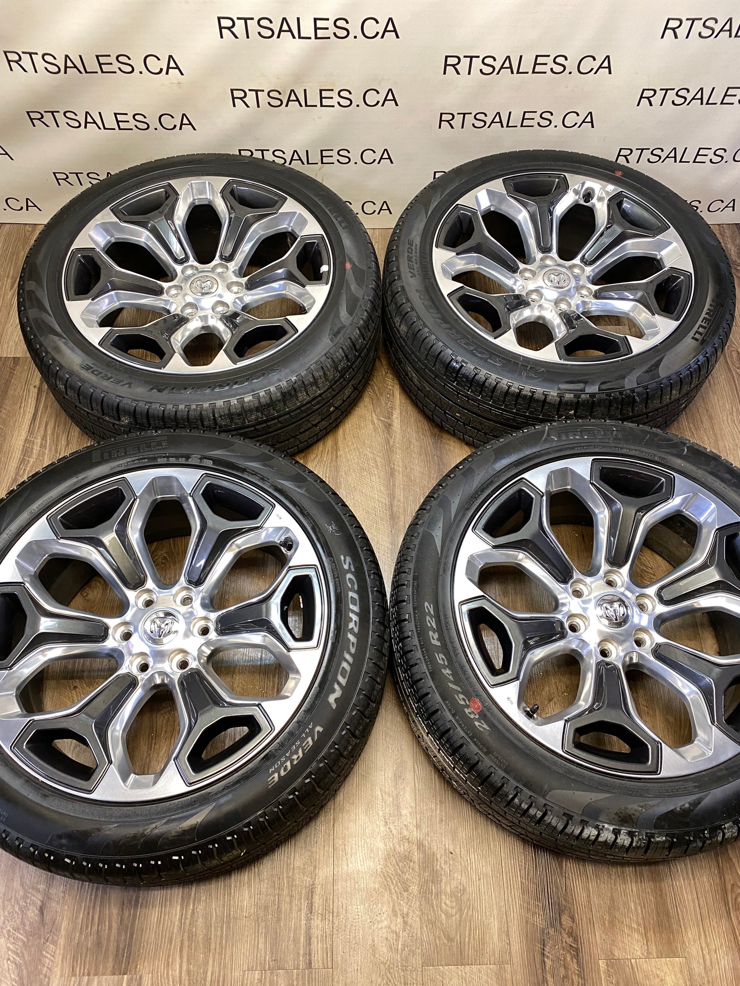 285/45/22 Pirelli Scorpion A/S on 22" Ram 1500 limited rims 6x139