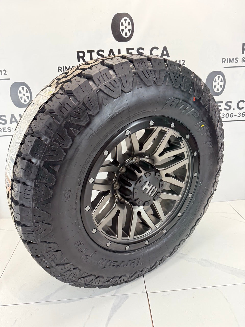 275/70/18 AMP Pro All Terrain Tires 18" Fast HD Rims 8x165