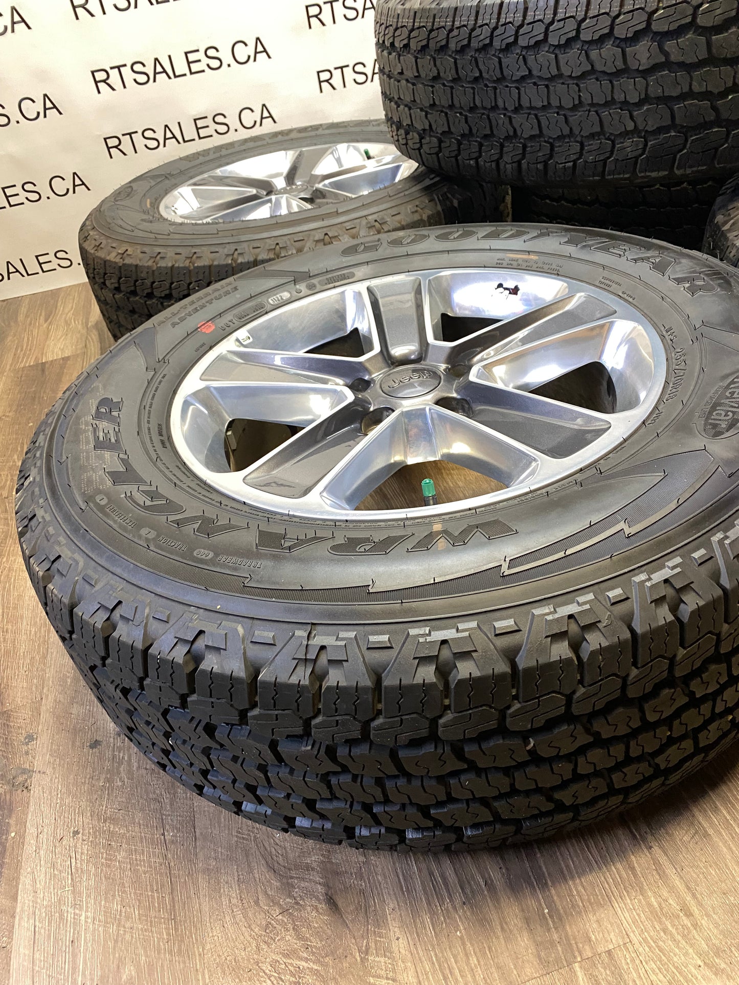 255/70/18 Goodyear AT Tires 18 inch Jeep Factory OEM Rims 5x127 (Set of Five)