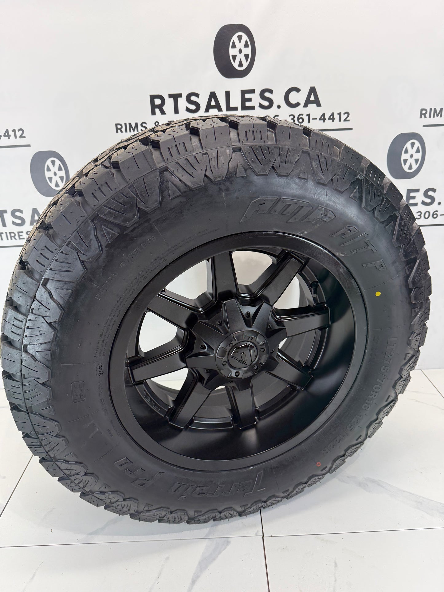 275/70/18 AMP PRO tires Fuel Rims Ford F250 F350 8x170