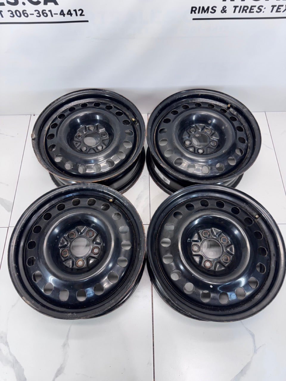 17x7 Black Steel Rims 5x114.3 (Used)