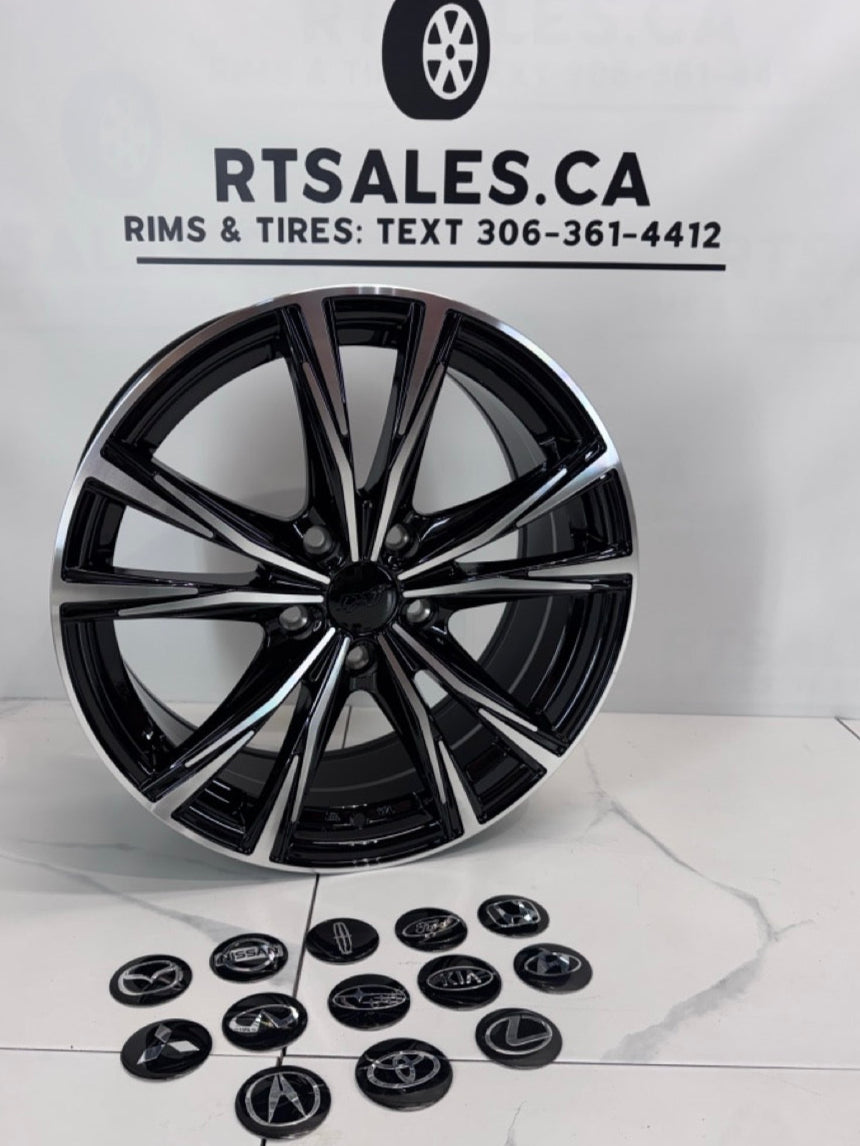 17x7 Dai Rims 5x114.3 Gloss Black - Machined face