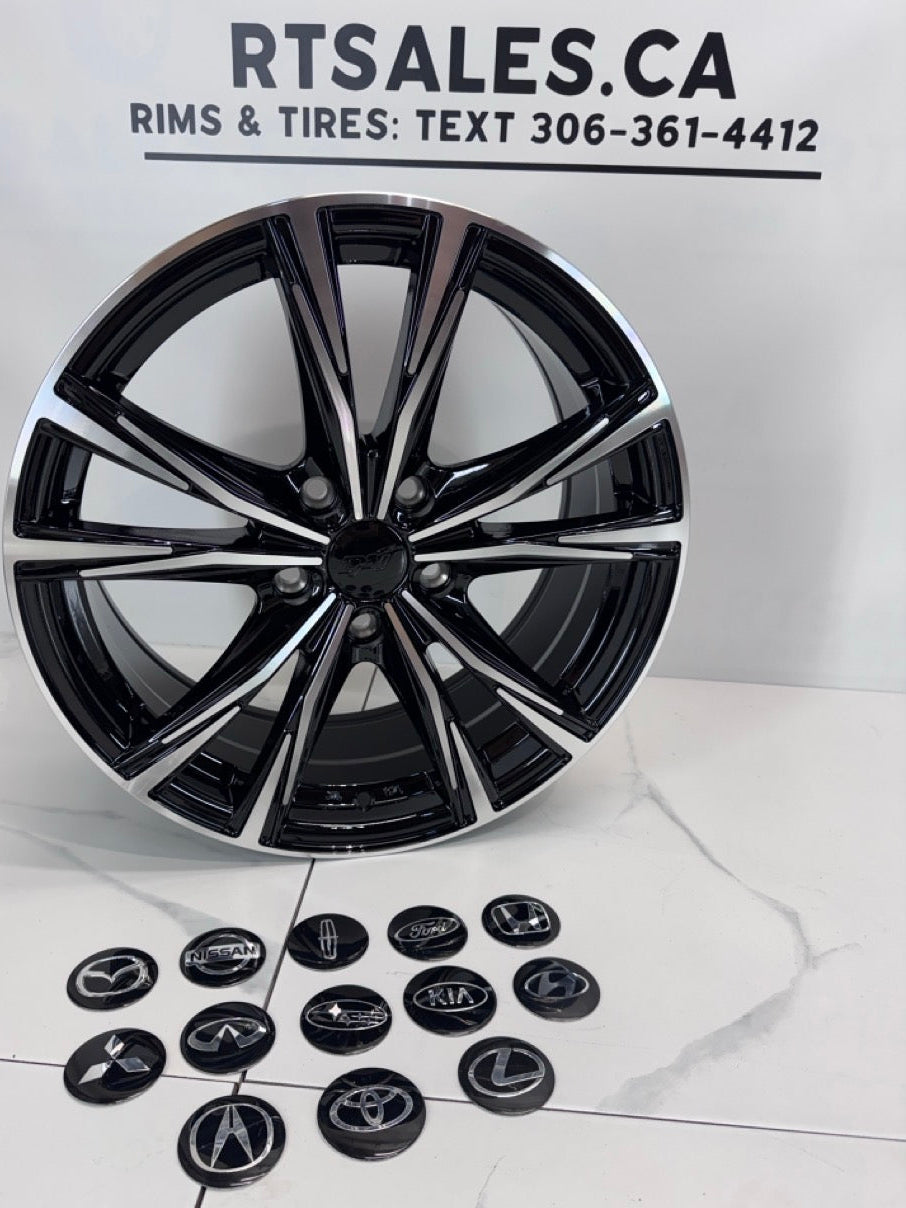 17x7 Dai Rims 5x114.3 Gloss Black - Machined face