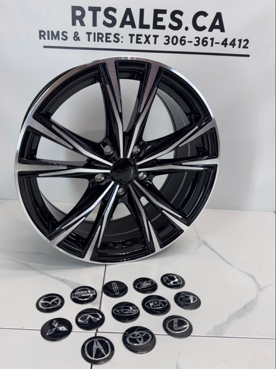 17x7 Dai Rims 5x114.3 Gloss Black - Machined face