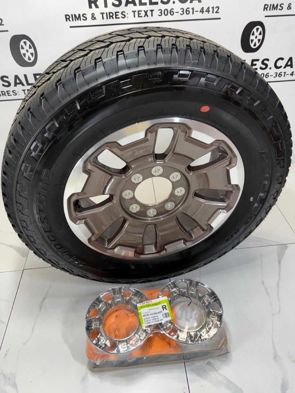 275/65/20 Bridgestone Tires on 20" F350 Ford Rims 8x170 (Takeoffs)
