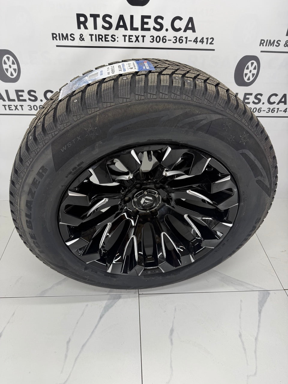 275/60/20 Studded Winter Tires on 20" Fuel Rims 6x135 - Raptor