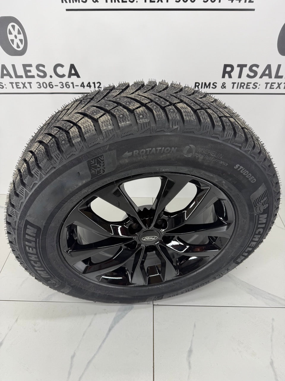225/65/17 Studded Michelin Winter Tires on 17" Rims 5x108