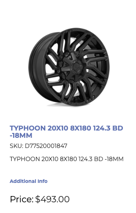 20x10 Fuel Typhoon Rims 8x180