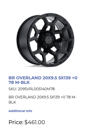20x9.5 Black Rhino Overland Rims 5x139 Dodge Ram