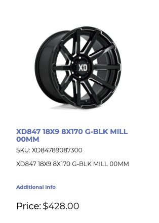 18 inch XD Rims 8x170 Ford F250 F350 Super Duty