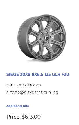 20x9 Fuel Siege Rims Dodge Ram GMC Chevy 2500 3500