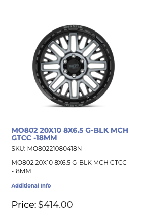 20 inch Moto Metal Rims 8x165 Dodge Ram GMC Chevy 2500 3500