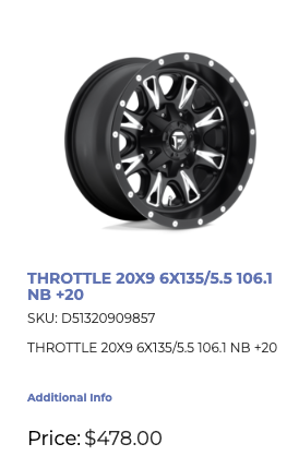 20 inch Fuel Throttle Rims 6x135/139 F-150 GM 1500 Ram