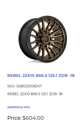 22 inch Fuel Rebel Rims 8x165 Dodge Ram GMC Chevy 2500 3500