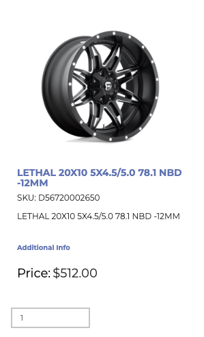 20x10 Fuel Lethal Rims 5x114/127 Jeep Wrangler (Set of Five)