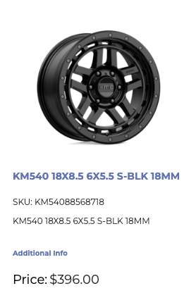 18 inch KMC Rims 6x139.7 GM 1500 Ram