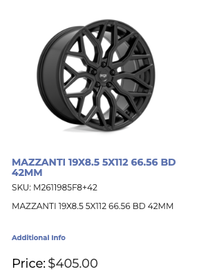19x8.5 Niche Mazzanti Rims 5x112 BMW Audi Mercedes VW