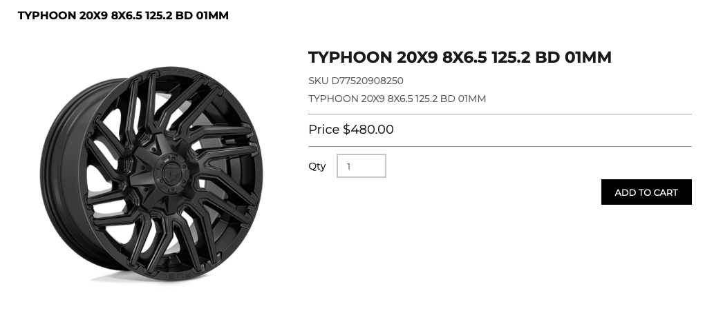 20x9 Fuel Typoon Rims 8x165 Dodge Ram GMC Chevy 2500 3500