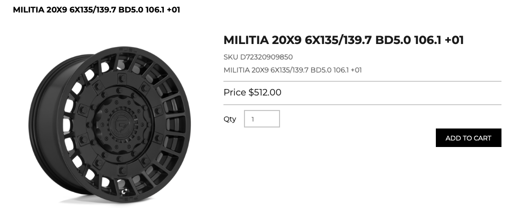 20x9 Fuel Militia Rims 6x135/139 F-150 GM 1500 Ram