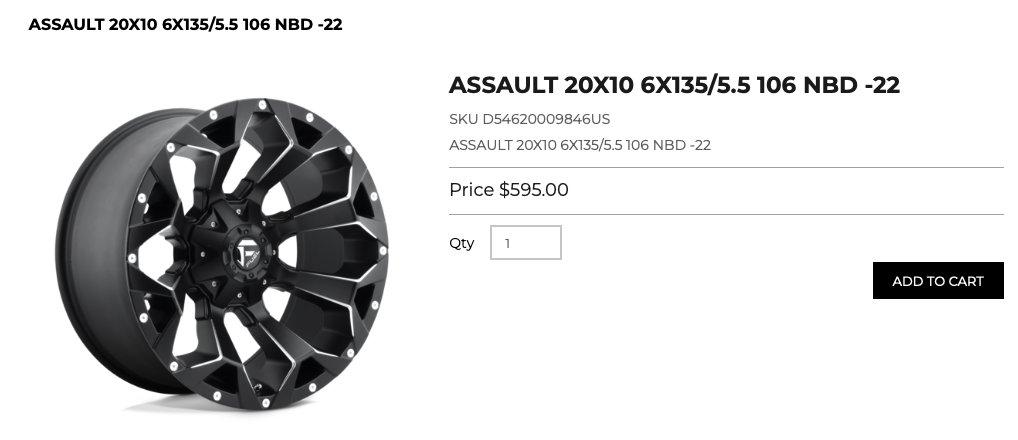 20x10 Fuel Assault Rims 6x135/139 F-150 GM 1500 Ram