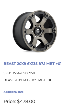 20x9 Fuel Beast Rims 6x135 Ford F-150 and Expedition