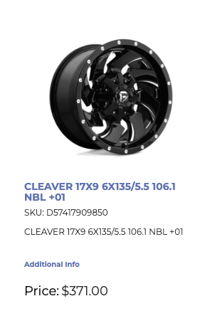 17x9 Fuel Cleaver Rims 6x135/139.7 Ford GM Ram