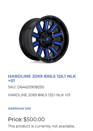 20x9 Fuel Hardline Rims 8x165 Dodge Ram Chevy GMC 2500 3500