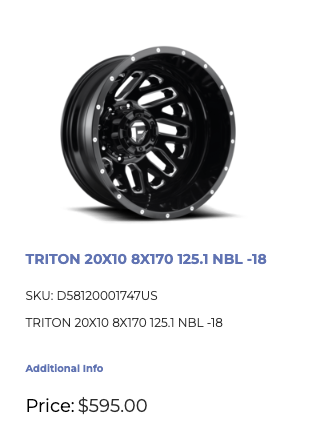 20x10 Fuel Triton Rims 8x170 Ford F250 F350 Super Duty