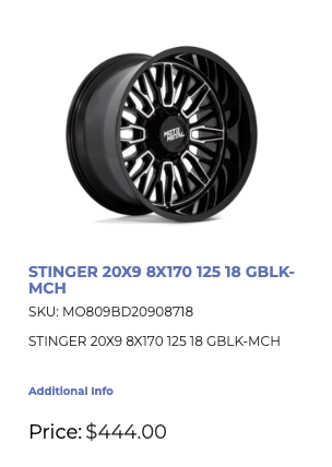 20x9 Moto Metal Stinger Rims 8x170 ford F250 F350 Super Duty