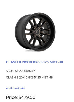 20x10 Fuel Clash Rims 8x165 Dodge Ram GMC Chevy 2500 3500