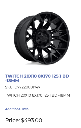 20x10 Fuel Twitch Rims 8x170 Ford F250 F350 Super Duty