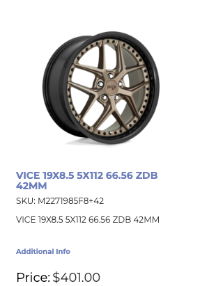 19x8.5 Niche Vice Rims 5x112 BMW Audi Mercedes VW