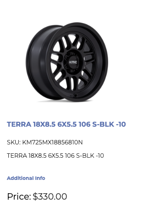 18 inch KMC Terra Rims 6x139.7 GM 1500 Ram