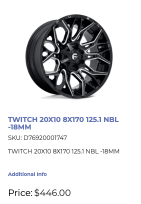 20x10 Fuel Twitch Rims 8x170 Ford F-250 350 Superduty