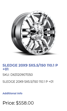 20x9 Fuel Sledge Chrome 5x139/150 Dodge Ram 1500 Toyota Tundra