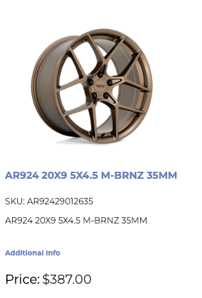 20x9 American Racing Rims 5x114.3