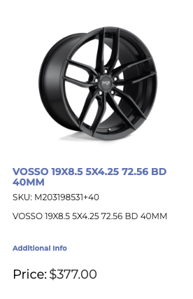 19x8.5 Niche Vosso Rims 5x108 Ford Edge Escape Lincoln Land Rover