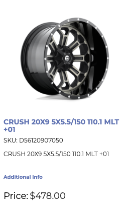 20x9 Fuel Crush Rims 5x150 5x139 Dodge Ram Toyota Tundra
