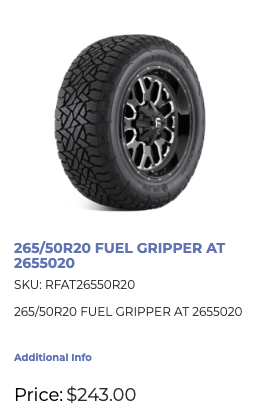 265/50/20 Fuel Gripper AT EXTRA LOAD