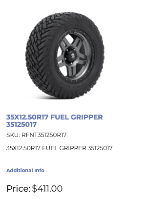 LT 35x12.5x17 Fuel Gripper MT F AS (Set of Four)