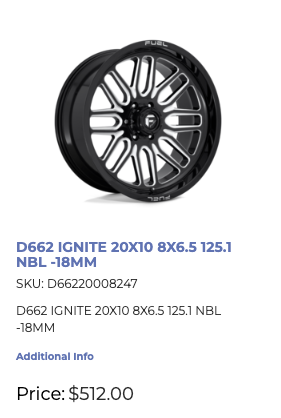 20x10 Fuel Ignite Rims 8x165 Dodge Ram GMC Chevy 2500 3500