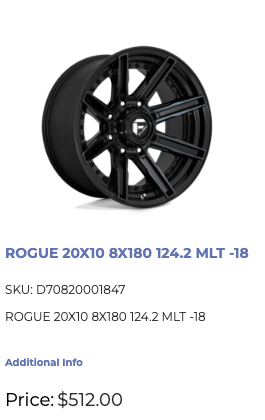 20x10 Fuel Rogue Rims 8x180 Chevy 2500 3500